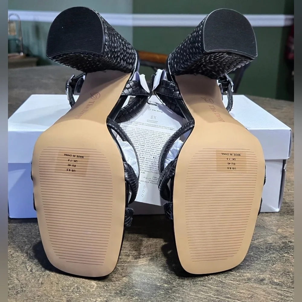 The Drop Women's Renalda Woven Chunky Heel Sandal #1211